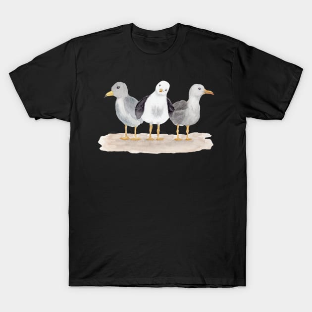 Watercolor Seagulls T-Shirt by SRSigs